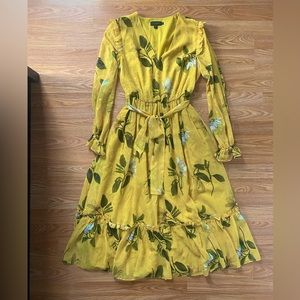 Ted Baker Metallic Thread Floral Midi Dress